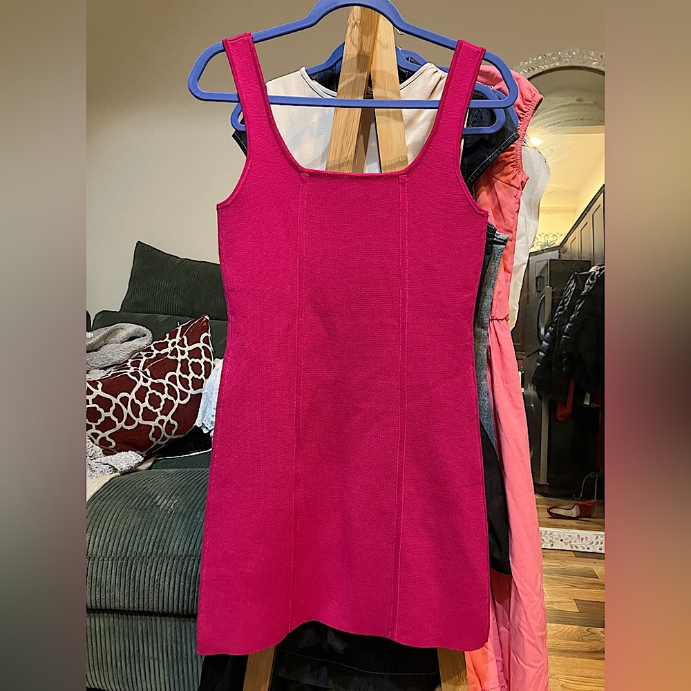 Aritzia Fuschia Knit Bustier Dress - NWOT, size M (upto size 6) - Picture 10 of 11